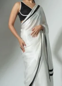 Black Blouse With White Saree