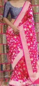 Blue Blouse With Pink Saree 