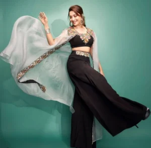 Convert Saree Into Palazzo And Crop Top With A Shrug