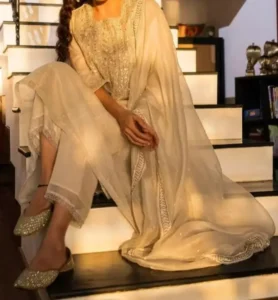 Ivory Organza Suit for Eid Party 