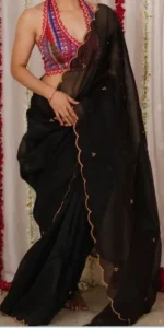 Multicolour Blouse With Black Saree 