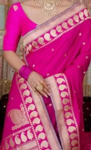 Pink Blouse With Pink Saree 