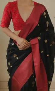 Red Blouse With Black Saree 