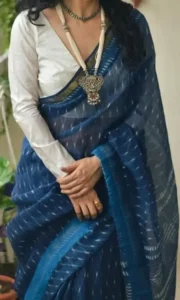 White Blouse With Blue Saree 