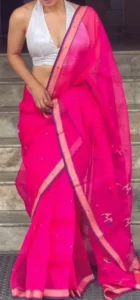 White Blouse With Pink Saree 