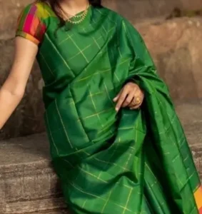Kanchipuram Silk Green Saree for Teej 