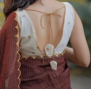 Simple Cotton Saree Blouse Back Neck Design 